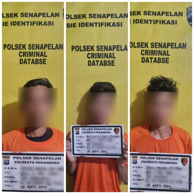 Nekat Curi Pagar Besi Dekat Mapolsek Senapelan, 3 Pelaku Ditangkap