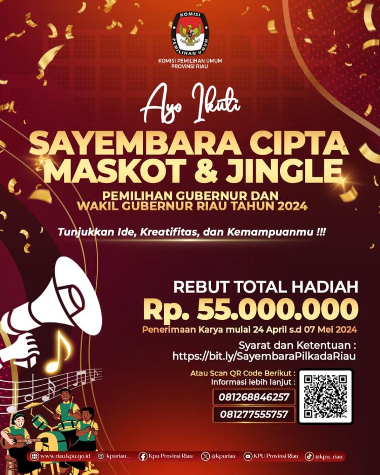 KPU Riau Sayembara Maskot & Jingle Pemilihan Gubernur dan Wakil Gubernur