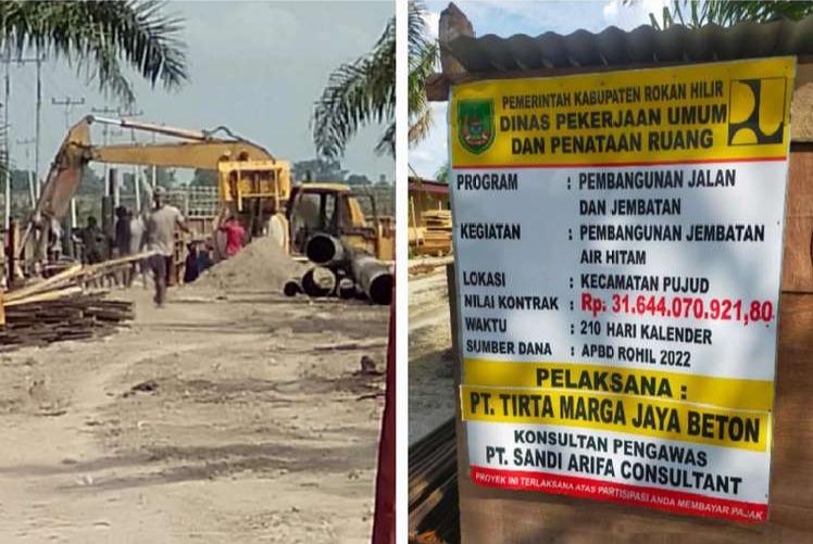 Bupati Rohil Pilih Bungkam Dikonfirmasi Perihal Dugaan Mark up Proyek Jembatan Air Hitam