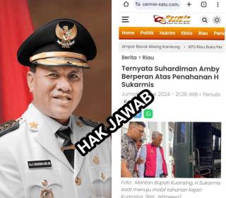 Suhardiman Amby Berikan Hak Jawab Pemberitaan Hotel Kuansing