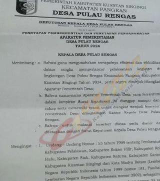 Pemberhentian Perangkat Desa Pulau Rengas Dinilai Cacat Hukum