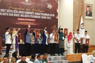 KPU kota Pekanbaru Gelar Penetapan Nomor Urut 5 Paslon Pilwako