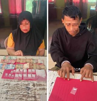 Polsek Kampar Kiri Tangkap Pria dan Wanita Diduga Sebagai Pengedar Narkoba  