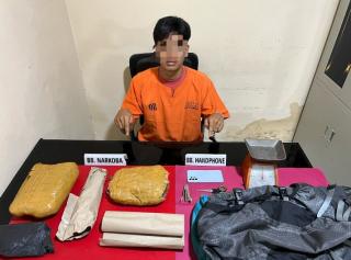 Satresnarkoba Polres Kampar Ringkus Pengedar 1,38 Kg Ganja Kering