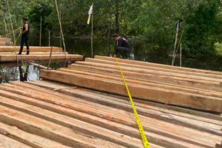 Satreskrim Polres Kepulauan Meranti Bongkar Penebangan Liar 8 Ton Kayu Olahan