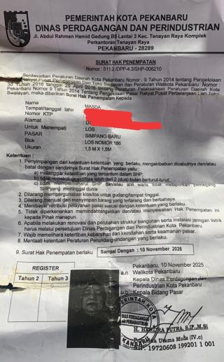 Heboh, Kabid Pasar Diduga Tidak Hormati Putusan PTUN Pekanbaru Yang Sudah Inkrah, Siapa Yang Bermain?