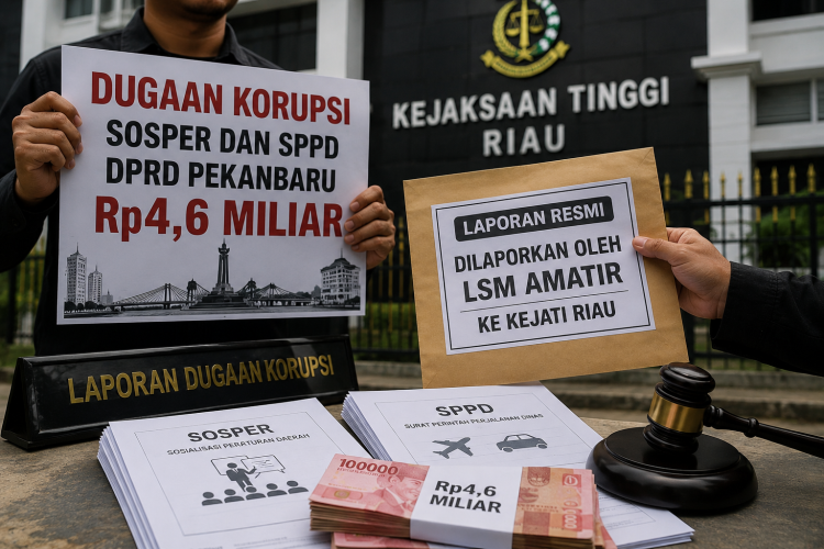 LSM Amatir Laporkan Rp4,6 Miliar Anggaran Sosper dan SPPD DPRD Pekanbaru ke Kejati Riau