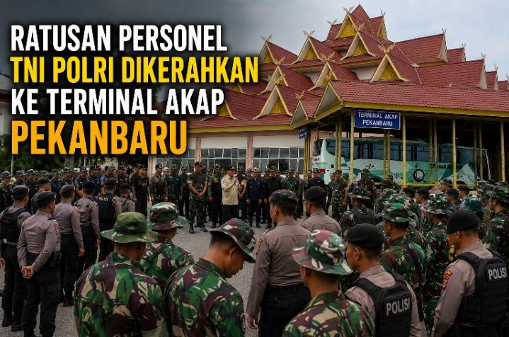Ratusan Personel TNI-Polri Dikerahkan ke Terminal AKAP Pekanbaru