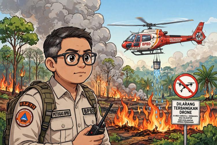 Beresiko Tabrak Helikopter, BPBD Riau Larang Drone Terbang di Area Pemadaman